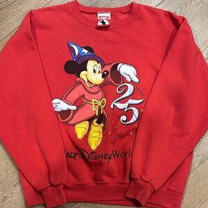Vintage Disney Red Mickey Sorcerer 25th Anniversary Crewneck Sweatshirt
